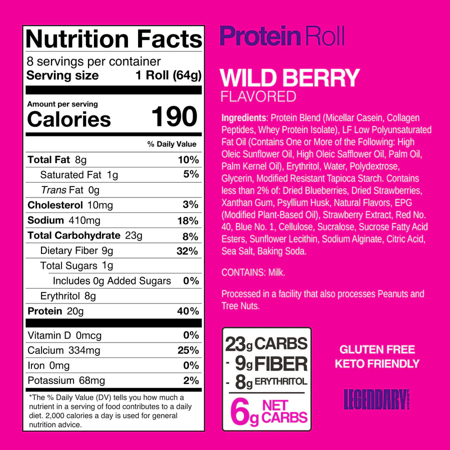 LEGENDARY FOODS PROTEIN SWEET ROLL (PACK OF 8 X 64G)