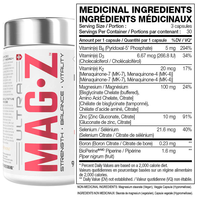 PERFECT SPORTS Ultra Mag-Z (Zinc Magnesium Supplement 90VEGAN CAPSULES)